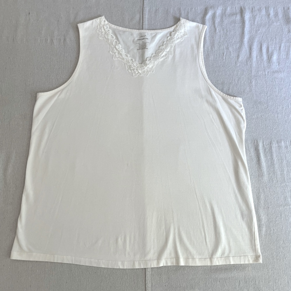 CJ Banks Ivory Lace Trim Top  2X